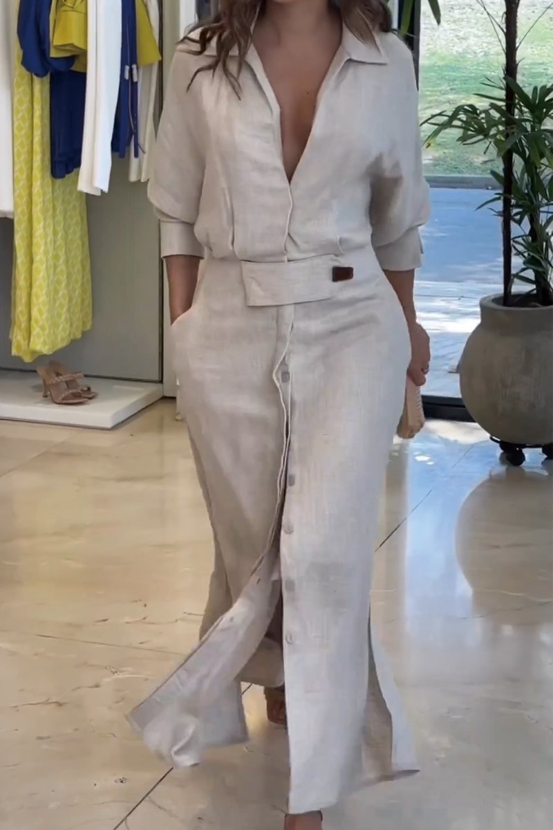 Jeanette - Robe maxi avec décolleté en V